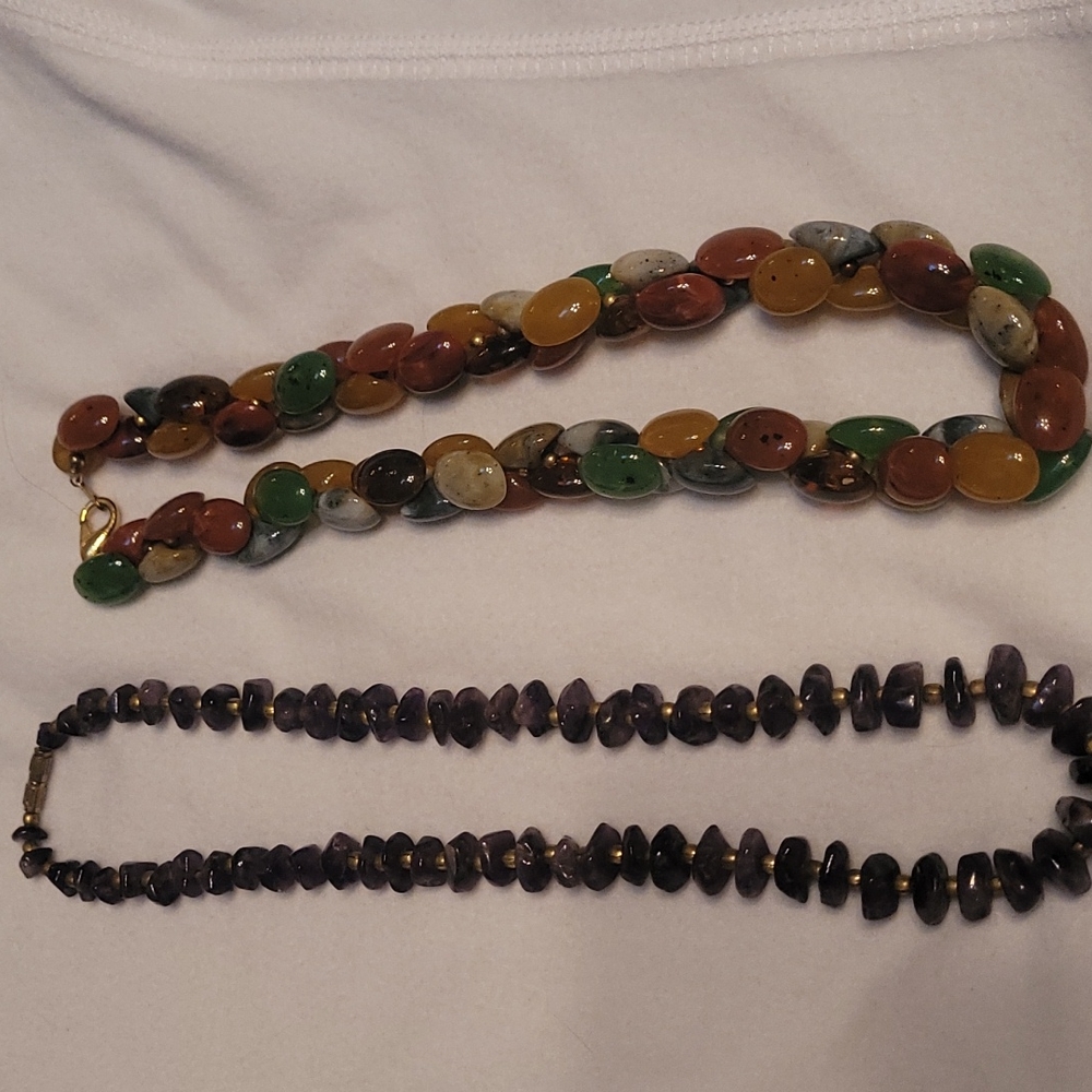 2 ladies gemstone necklaces